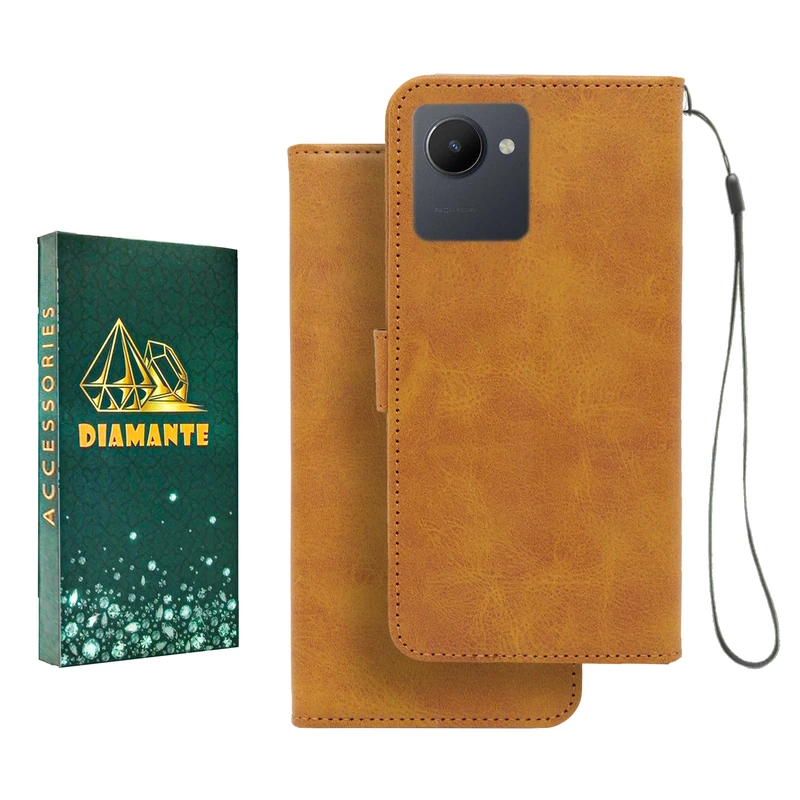 کیف کلاسوری دیامانته مدل Mortand Gn مناسب برای گوشی موبایل ریلمی C30s به همراه آویز