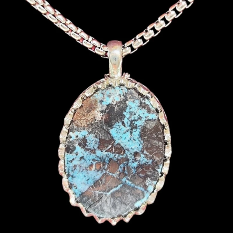 گردنبند مردانه مدل سنگ فیروزه نیشابور کد 1400