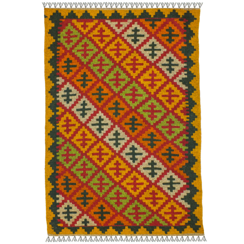 گلیم دستبافت یک و نیم متری مدل ذرنیم کد 1417