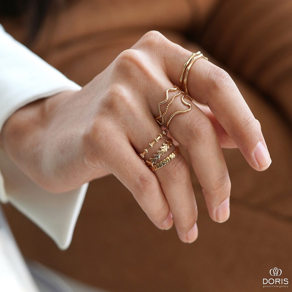 انگشتر طلا 18 عیار زنانه طلا و جواهر درریس مدل  زیگزاگی -  - 2