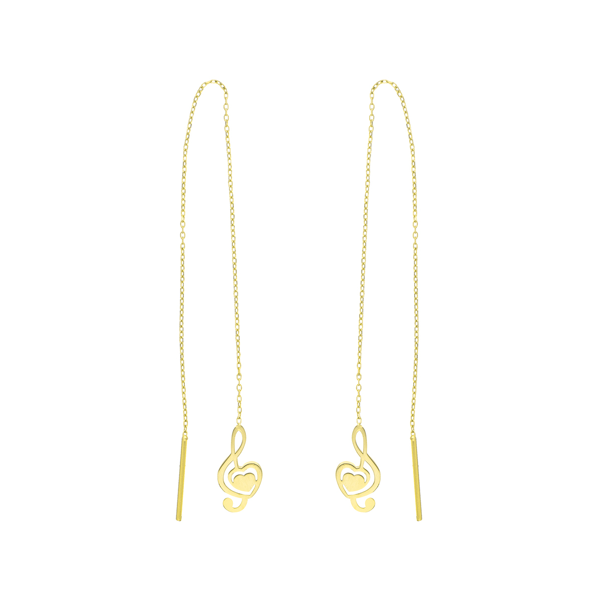 گوشواره طلا 18 عیار زنانه مدل بخیه ای طرح نت موسیقی کد GE005