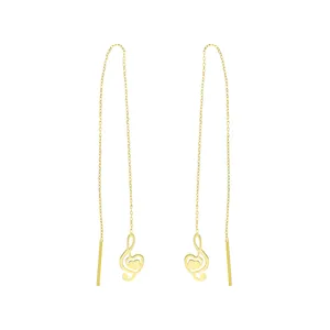 گوشواره طلا 18 عیار زنانه مدل بخیه ای طرح نت موسیقی کد GE005