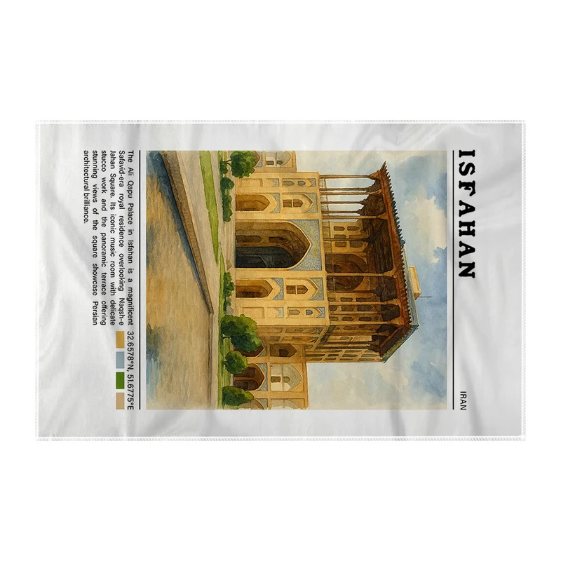 کاغذ کادو ترمه طراحان ایده مدل عمارت عالی قاپو اصفهان کد map0805 سایز 57x37 سانتی متر