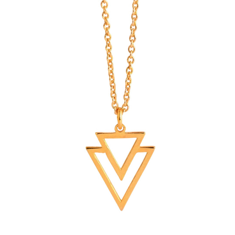 گردنبند طلا 18 عیار زنانه با طرح حلقهای (فلامینگو) گالری قو طلایی مدل دو مثلث هرم