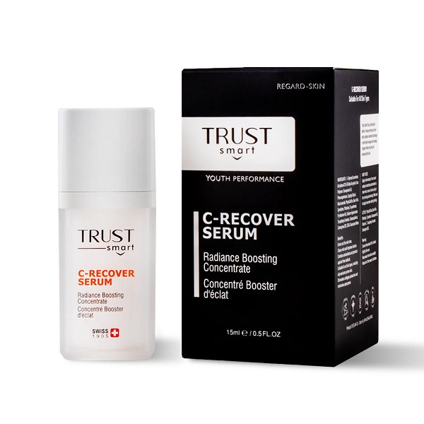 سرم صورت تراست اسمارت مدل Radiance boosting حجم 15 میلی‌لیتر، حاوی ویتامین C و مؤثر در رفع تیرگی و لکه‌های پوست