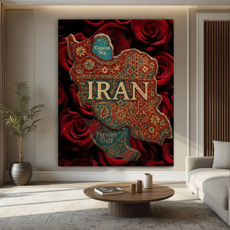 پوستر پارچه ای طرح مخمل  نقشه ایران مدل سنتی کد BK58123