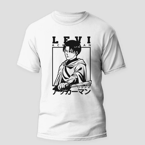 تی شرت آستین کوتاه مردانه مدل انیمه ای اتک ان تایتان شخصیت لیوای کد anm107