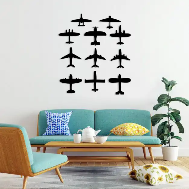 استیکر دیواری طرح هواپیما مجموعه ۱۱ عددی