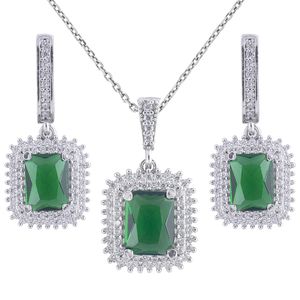 نیم ست نقره زنانه مدل زمرد AMT-M206