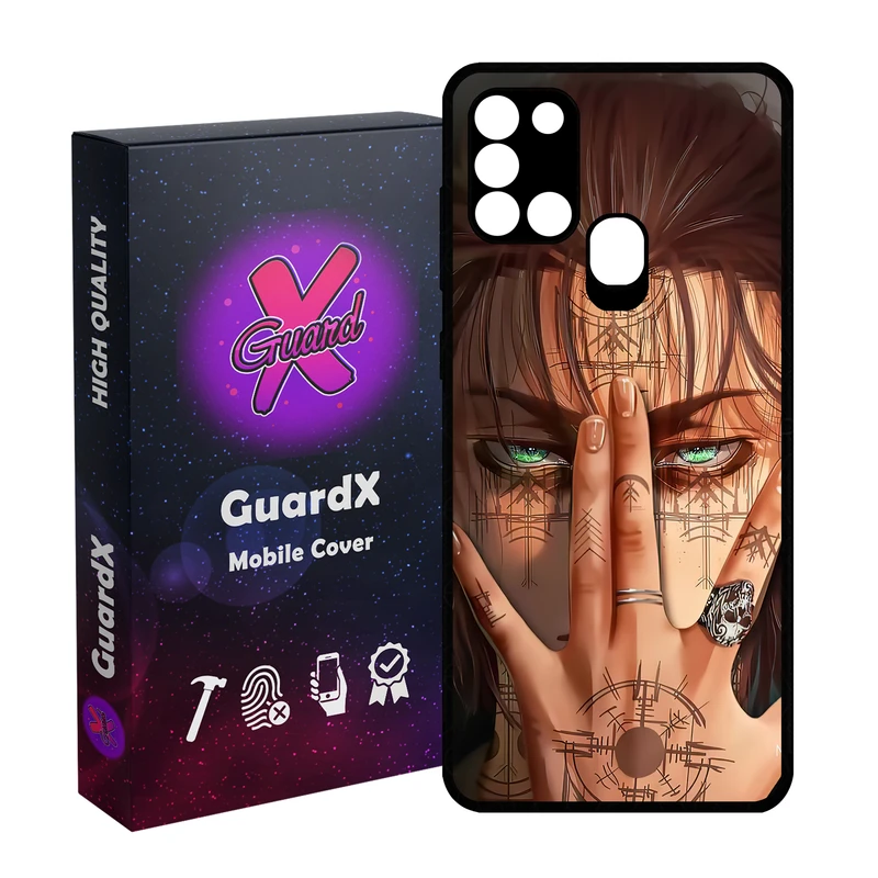 کاور گارد ایکس طرح Eren Anime مدل Glass10449 مناسب برای گوشی موبایل سامسونگ Galaxy A21s