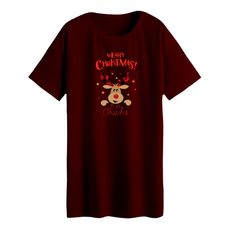 تی شرت لانگ زنانه مدل گوزن کریسمس کد 27