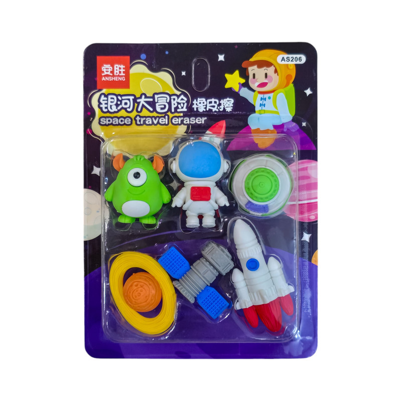 پاک کن مدل آدم فضایی و زحل بسته ۶ عددی