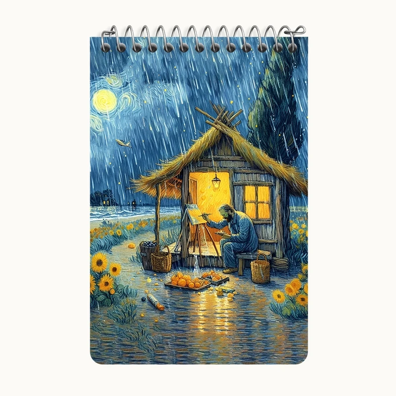 دفتر یادداشت 50 برگ خندالو طرح ونسان ونگوگ کد F8780