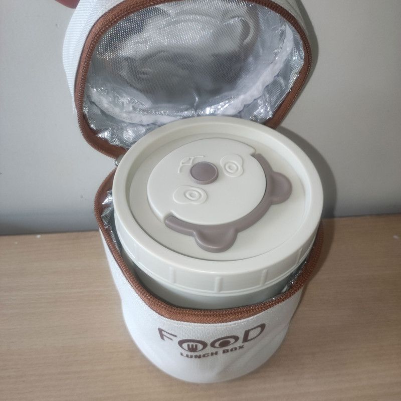ظرف غذا مدل 003 طرح خرسی مجموعه دو عددی به همراه کیف