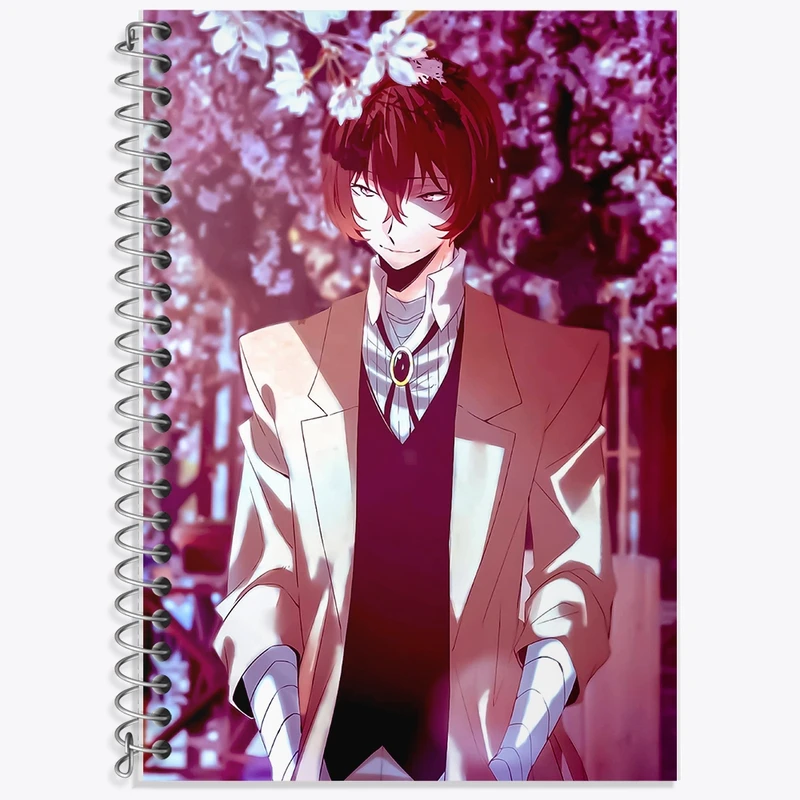 دفتر زبان 50 برگ خندالو مدل دو خط طرح دازای انیمه سگ های ولگرد بانگو کد F2479