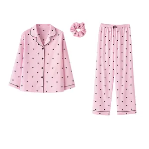 لباس خواب زنانه مدل ساتن ابریشم کد 66902 به همراه کش مو