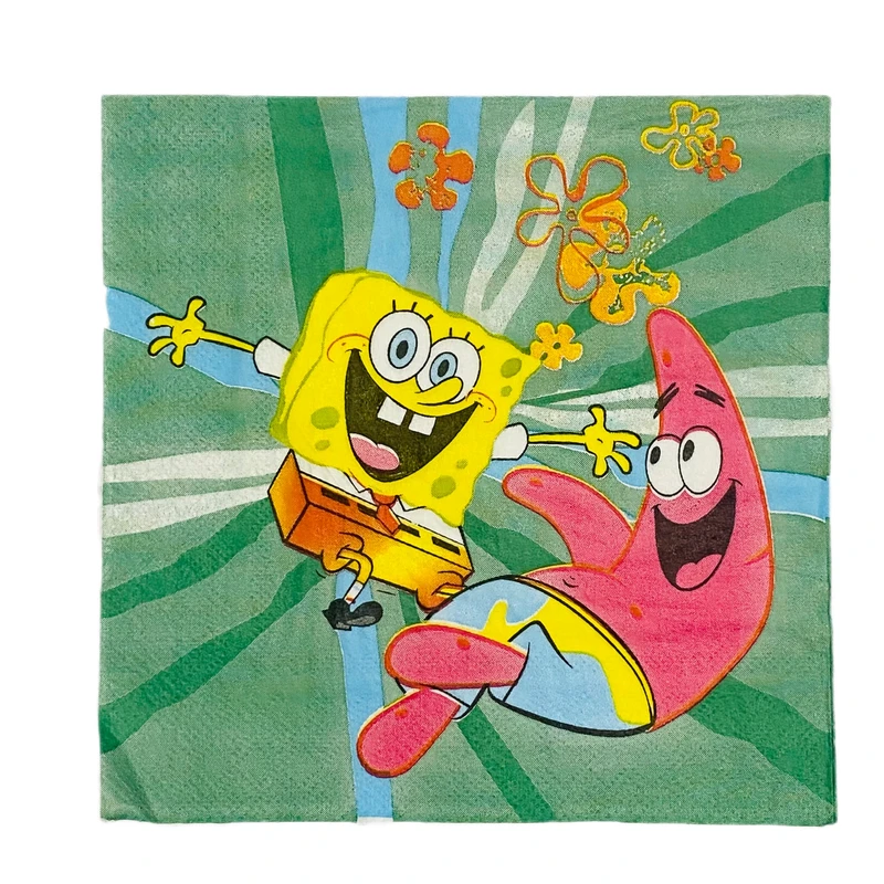 دستمال سفره مدل پاتریک و باب اسفنجی بسته ۲۰ عددی