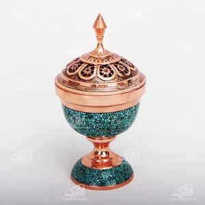 شکلات خوری پایه دار‏ فیروزه کوب‏  ‏‏رنگ ‏فیروزه ای‏ طرح ‏گل‏ مدل 1001200003