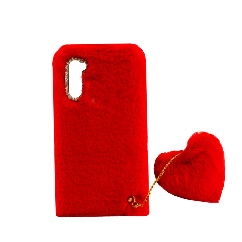 کاور طرح دخترانه مدل خزدار پشمالو مناسب برای گوشی موبایل سامسونگ Galaxy Note 10 به همراه آویز