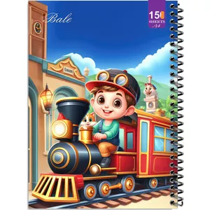 دفتر نقاشی 150 برگ  انتشارات بله مدل رحلی طرح فانتزی پسرانه راننده قطار کد A4-P442