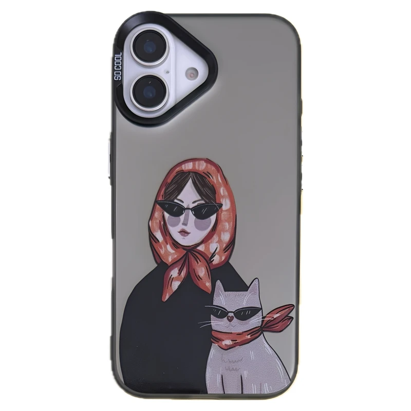 کاور مدل so cool طرح دختر و گربه مناسب برای گوشی موبایل اپل Iphone 16