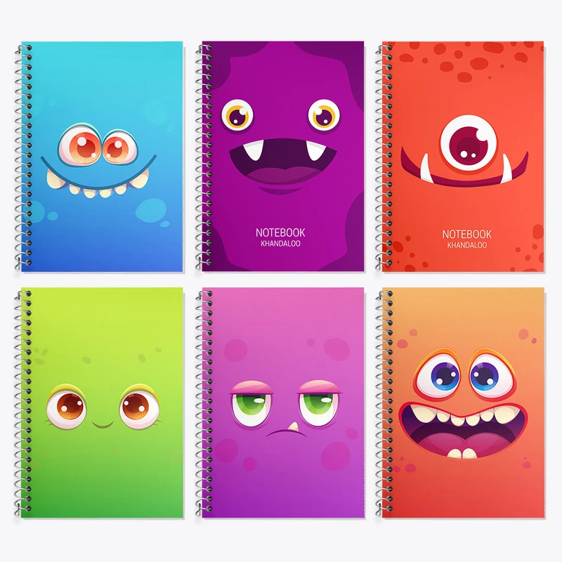 دفتر زبان 50 برگ خندالو مدل دو خط طرح هیولا کد 94 مجموعه 6 عددی