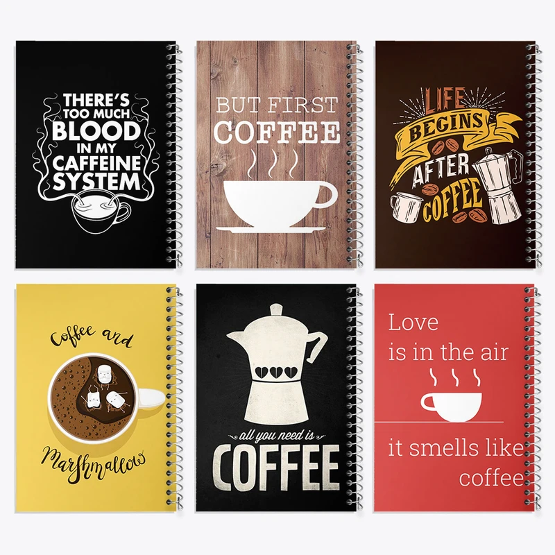 دفتر مشق 100 برگ خندالو طرح قهوه (Coffee) کد 533 مجموعه 6 عددی