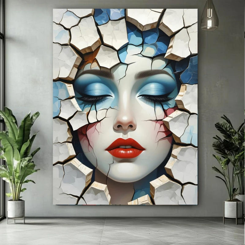 تابلو بوم طرح مخمل چهره مدل خشکیده کد FP106263