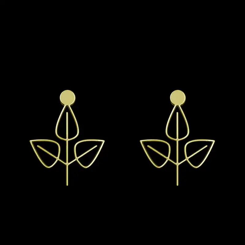 گوشواره طلا 18 عیار زنانه مدوپد مدل برگ کد GA1-15892