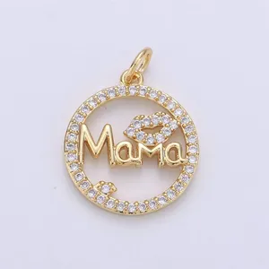 آویز گردنبند طلا 18 عیار زنانه قیراط طرح MaMa کد GH3027