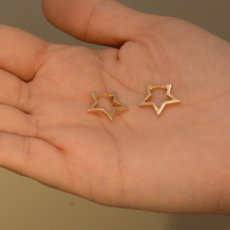 گوشواره کلیپسی طلا 18 عیار زنانه طلای مستجابی مدل ستاره کد T219 - 2