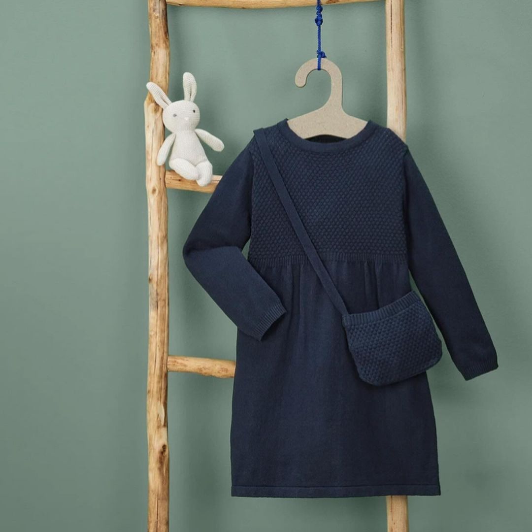 ست پیراهن و کیف بافت دخترانه لوپیلو مدل 2024 - - 3