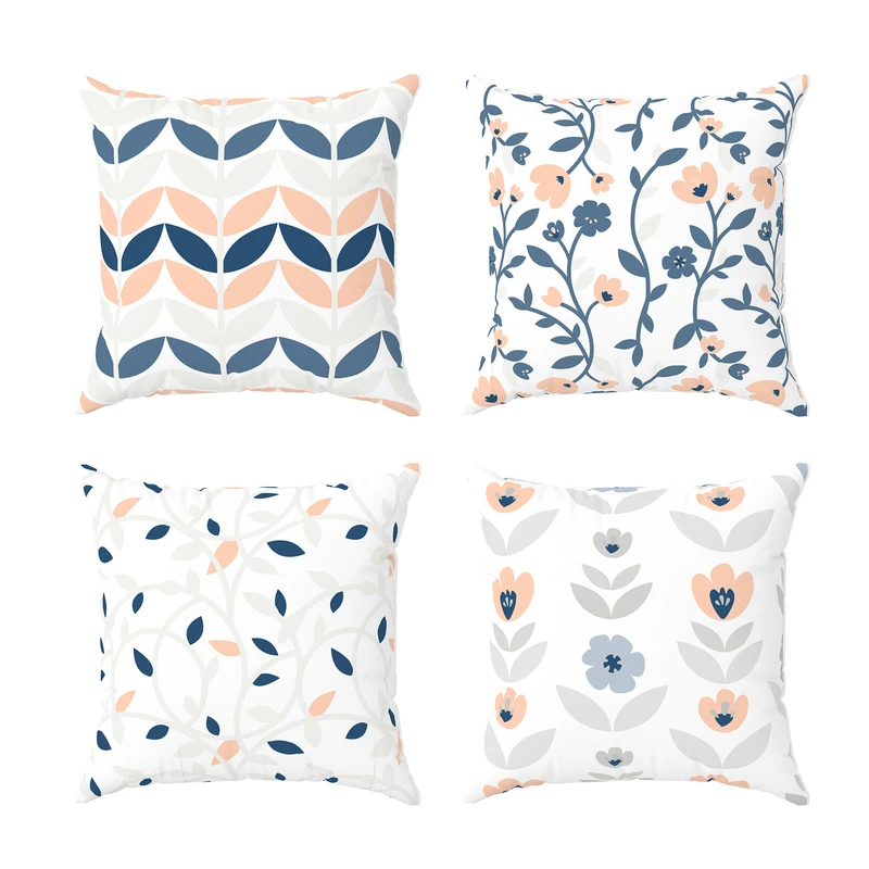 کاور کوسن مدل مخمل طرح برگ کد 5203 مجموعه چهار عددی