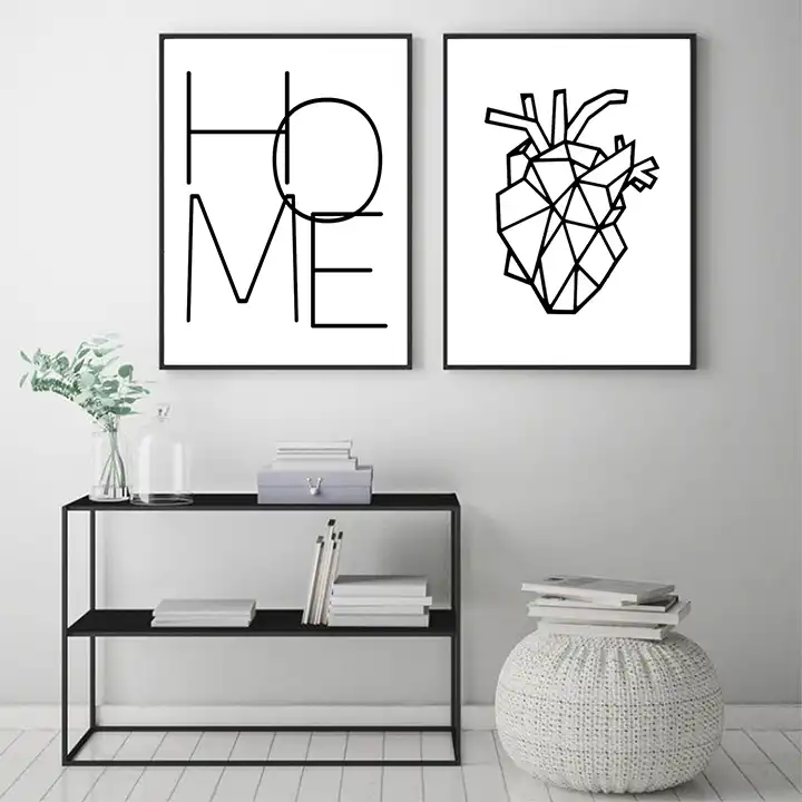 تابلو دکوراتیو مدل قلب لاین آرت کد TC18 مجموعه 2 عددی