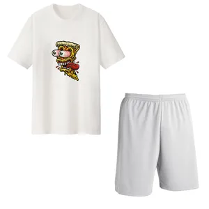 ست تی شرت و شلوارک مردانه مدل پیتزا کد Da 444S رنگ سفید