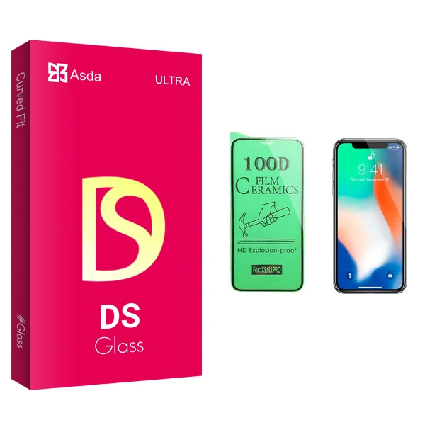 محافظ صفحه نمایش سرامیکی آسدا مدل DS glass مناسب برای گوشی موبایل اپل iPhone X