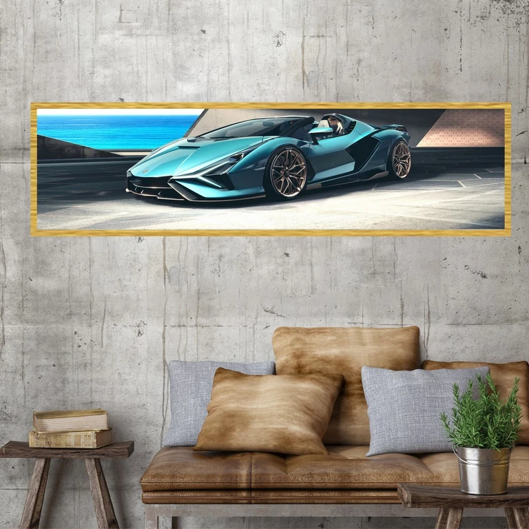 تابلو بکلیت طرح اتومبیل لامبورگینی کروک مدل کشیده T-7890