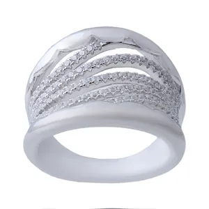 انگشتر نقره زنانه بازرگانی میلادی مدل فانتزی فول نگین بدون ریزش ابکاری رادیوم کد AWR_650