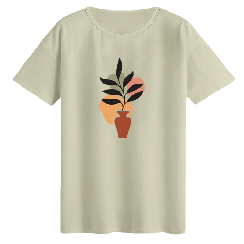 تی‌شرت لانگ آستین کوتاه زنانه مدل گلدان مینیمال