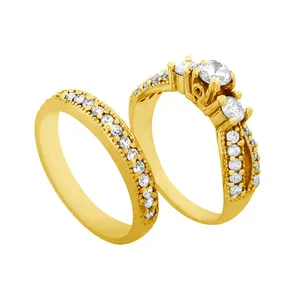 انگشتر نقره زنانه کد R143PGo مجموعه 2 عددی