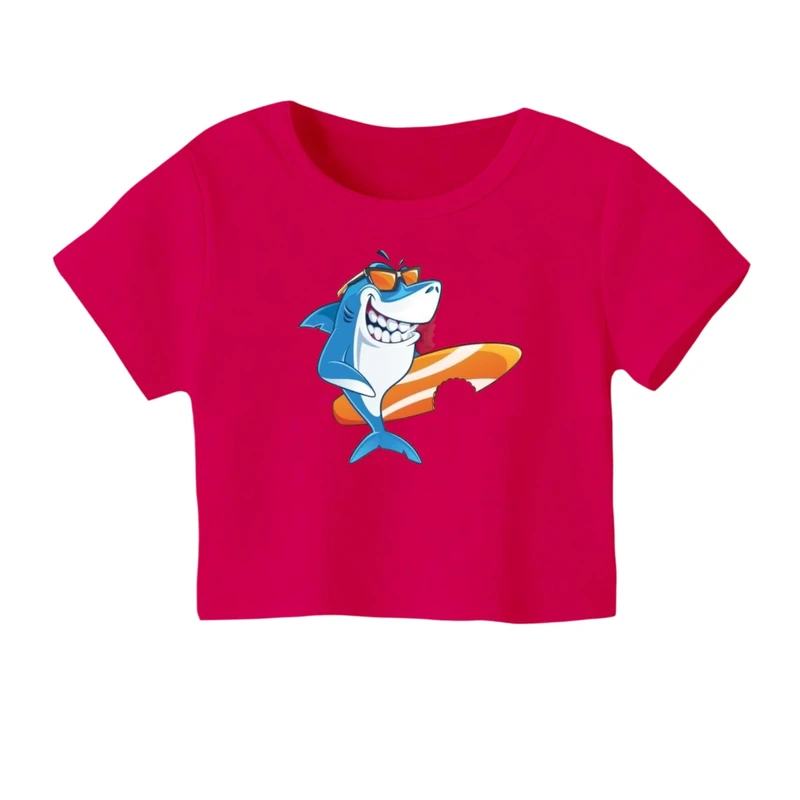 کراپ‌ تی‌شرت آستین کوتاه زنانه مدل کوسه کد 5