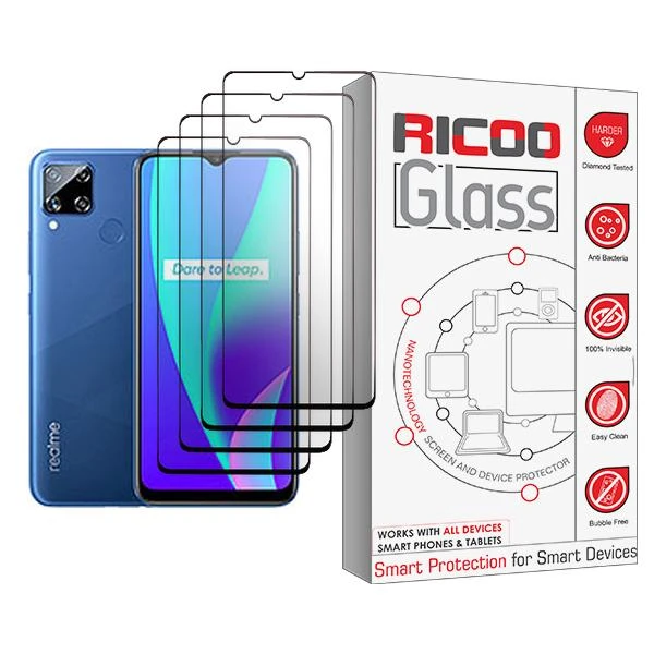محافظ صفحه نمایش ریکو مدل Ricoo Glass MIX004 مناسب برای گوشی موبایل ریلمی C15 بسته چهار عددی
