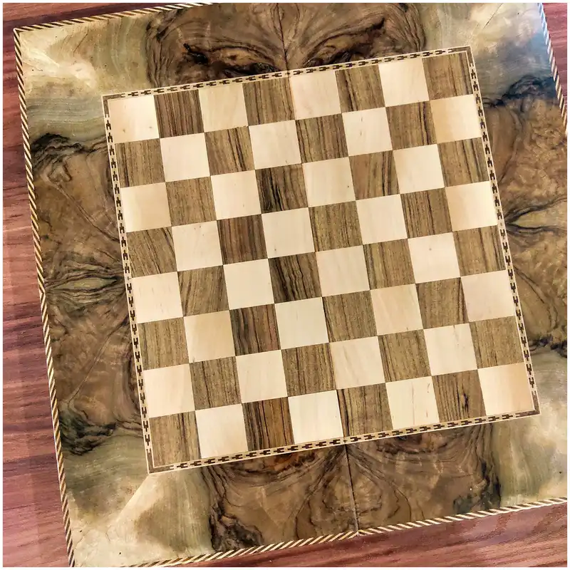 صفحه شطرنج معرق کاری مدل قاب سینی سنتی اصیل ریشه گردو کدT8