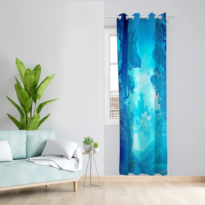 پرده طرح درخت مدل مخمل پانچی کد L 1154L Z سایز 140x200 سانتی متر