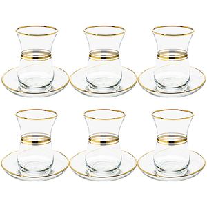 ست استکان و نعلبکی 12 پارچه پاشاباغچه مدل لب طلا