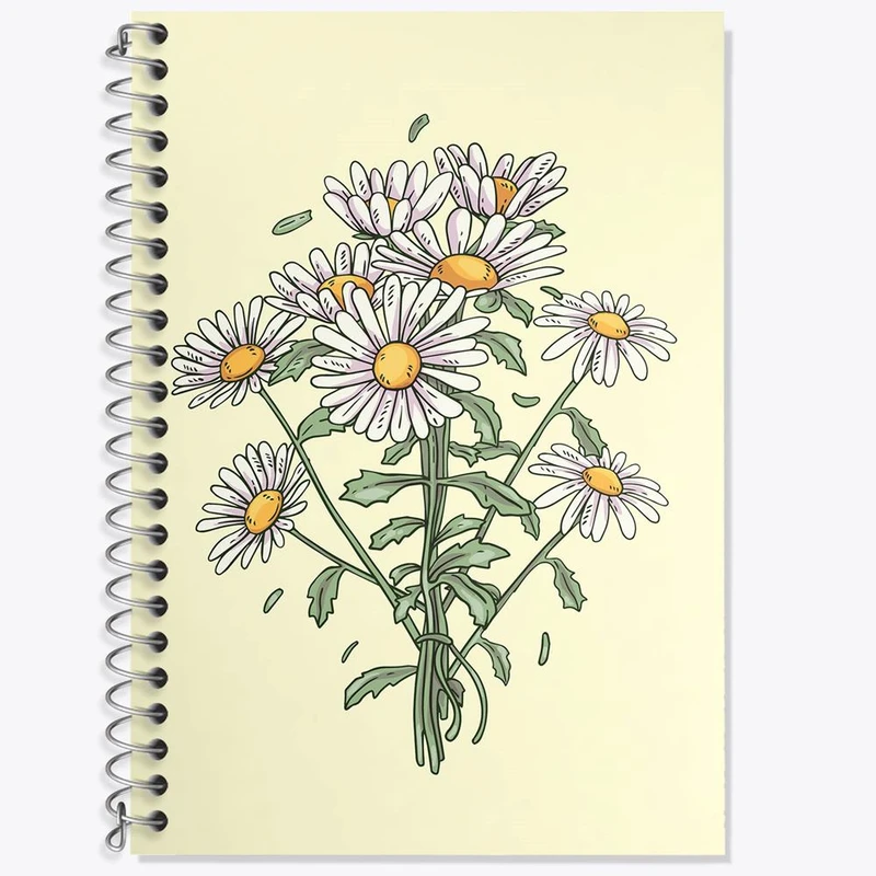 دفتر زبان 50 برگ خندالو مدل دو خط طرح گل بابونه کد 29530