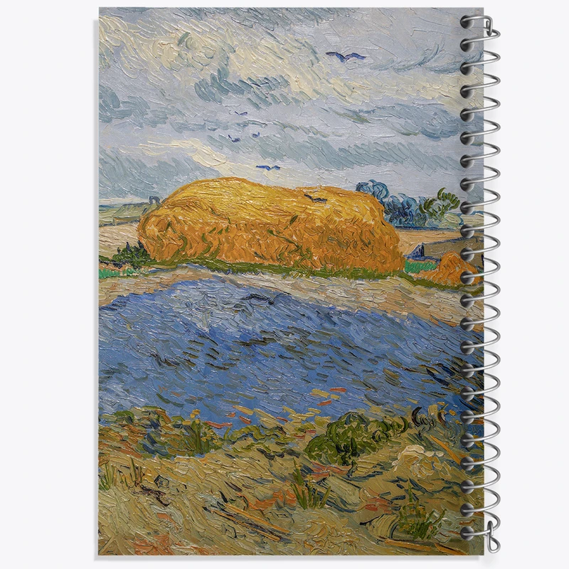 دفتر شطرنجی 50 برگ خندالو مدل انبار کاه زیر آسمان بارانی ونسان ونگوگ (Van Gogh) کد 36791