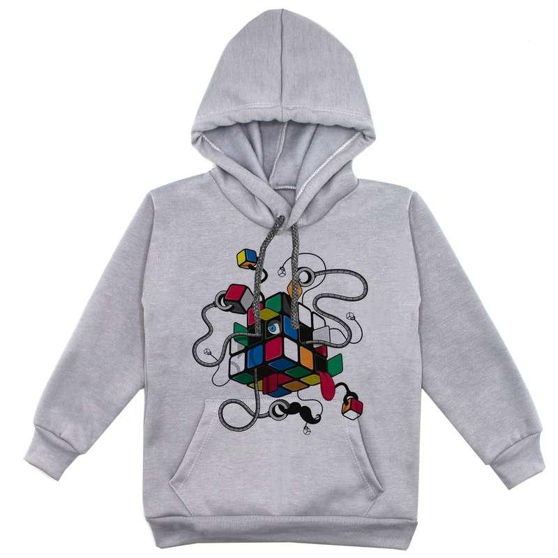 هودی پسرانه مدل روبیک F40 رنگ طوسی