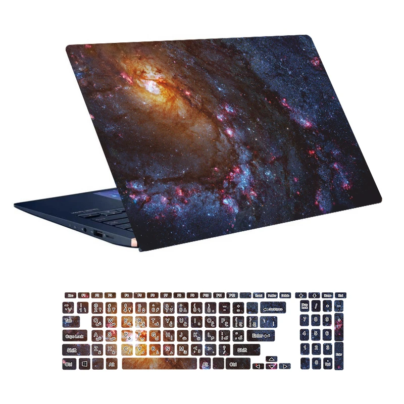استیکر لپ تاپ توییجین و موییجین طرح Space کد 55 مناسب برای لپ تاپ 15.6 اینچ به همراه برچسب حروف فارسی کیبورد 