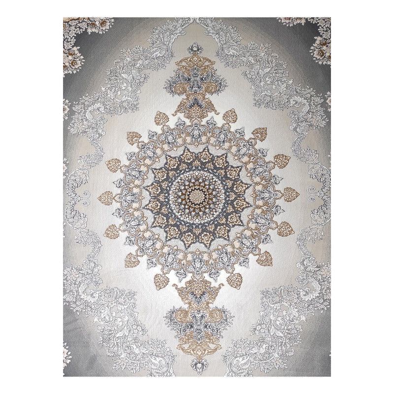 فرش ماشینی 700 شانه فرش مشهد زمینه و حاشیه طوسی کد 723502